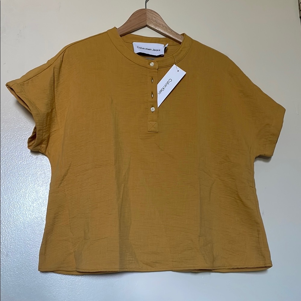 🆕Calvin Klein Jeans Yellow Mustard Blouse Top..